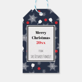 文字ネイビーカスタムブルー💙ピックボールのクリスマス ギフトタグ