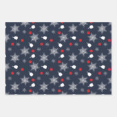 文字ネイビーカスタムブルー💙ピックボールのクリスマス ラッピングペーパーシート (正面)