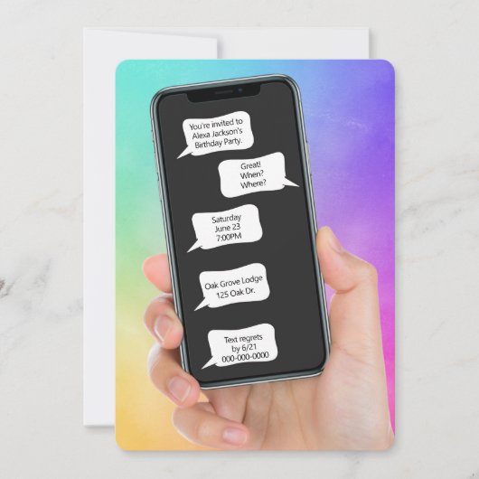 文字バブル誕生日パーティー招待状 招待状 (正面)