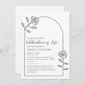 文字バラアーチお祝いのライフ招待状 招待状 (正面/裏面)