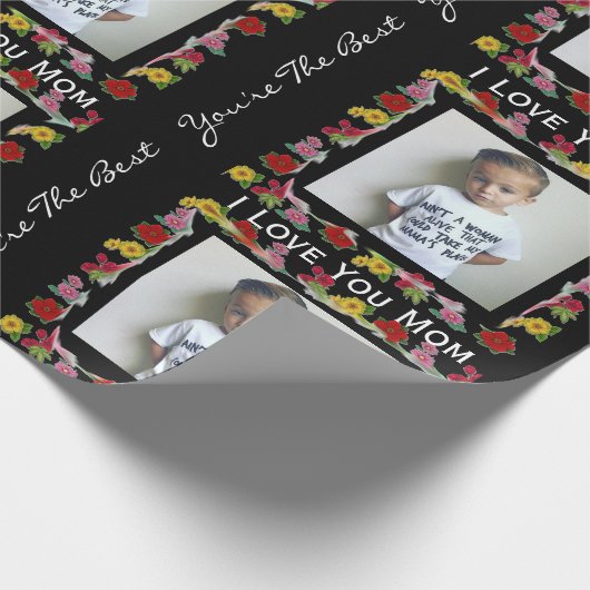 文字パーソナライズされたと写真の母の日 ラッピングペーパー (角)