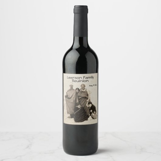 文字パーソナライズされたと日付とおもしろいアンティーク写真 ワインラベル (正面)