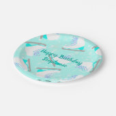 文字パーソナライズされたアイススケートで滑るパターンブルーガールズ ペーパープレート (アングル)