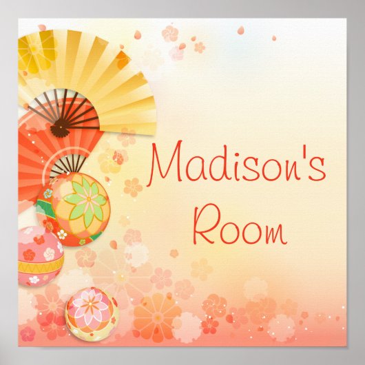 文字パーソナライズされたアジアさくらんぼファン ポスター (正面)