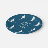 文字パーソナライズされたスキーズスキースキーブルーホワイト ペーパープレート (アングル)