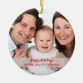 文字パーソナライズされた付き写真クリスマスオーナメント セラミックオーナメント (正面)