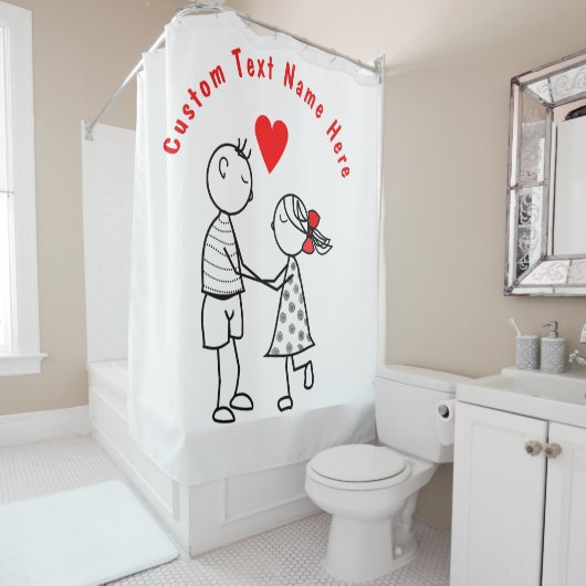 文字パーソナライズされた名シャワーカーテンカップル愛 シャワーカーテン (インサイチュ)