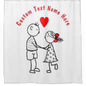 文字パーソナライズされた名シャワーカーテンカップル愛 シャワーカーテン (正面)