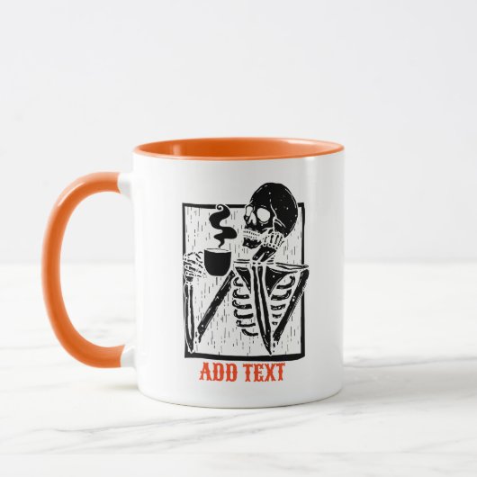 文字パーソナライズされた名スケルトン飲みコーヒー マグカップ (左)