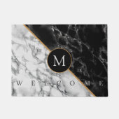 文字パーソナライズされた白黒大理石の書式 ドアマット (正面)