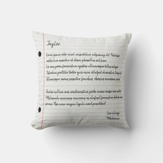 文字パーソナライズされた線紙ノベルティ クッション (正面)