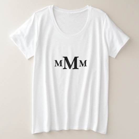 文字パーソナライズされた"M"モノグラムテンプレート プラスサイズTシャツ (デザイン正面)