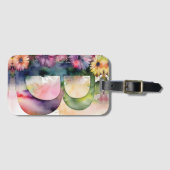 文字パーソナライズされたBデイジーフローラ水色 ラゲッジタグ (正面横)