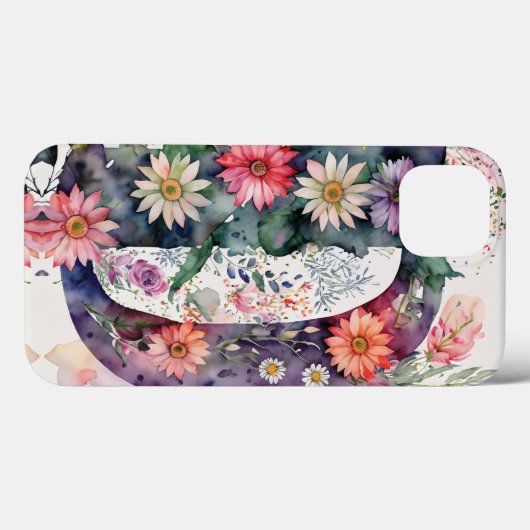 文字パーソナライズされたDエレガントフローラ水色 Case-Mate iPhoneケース (裏面 (横))