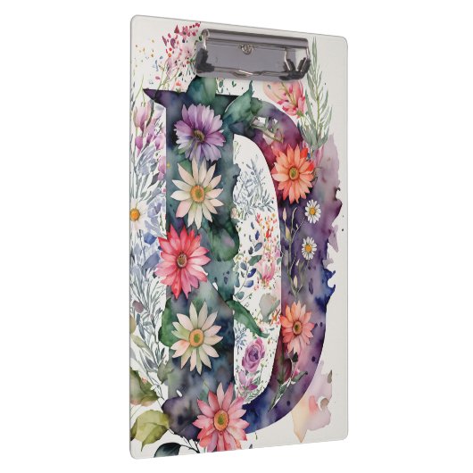 文字パーソナライズされたDフローラ水彩先生 クリップボード (右)