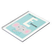 文字パーソナライズされたE | Cute Elephant Kids Journal ノートブック (左側)