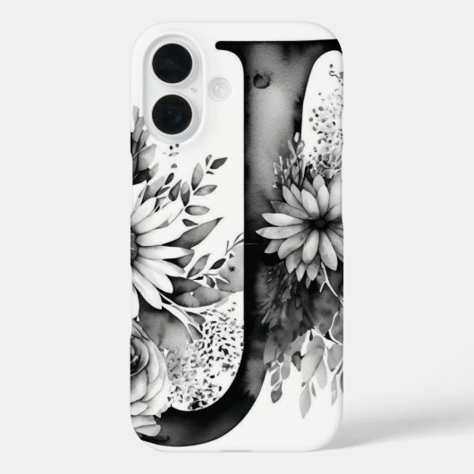 文字パーソナライズされたJエレガントフローラ水色 Case-Mate iPhoneケース (裏面)