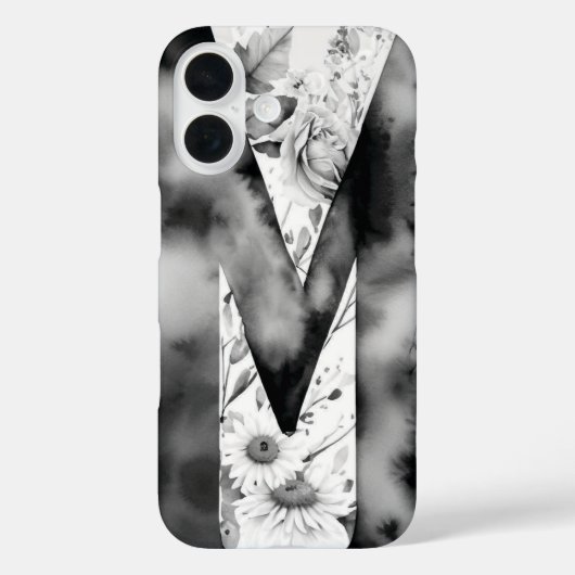 文字パーソナライズされたMエレガントフローラ水色 Case-Mate iPhoneケース (裏面)