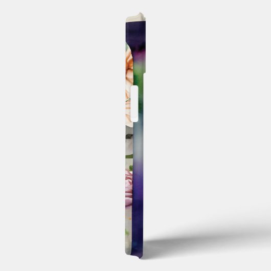 文字パーソナライズされたMエレガントフローラ水色 Case-Mate iPhoneケース (裏面 / 右)