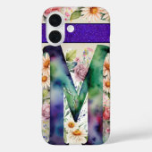 文字パーソナライズされたMエレガントフローラ水色 Case-Mate iPhoneケース (裏面)