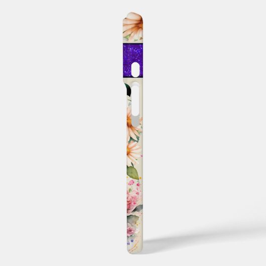 文字パーソナライズされたMエレガントフローラ水色 Case-Mate iPhoneケース (裏面 / 左)