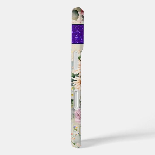 文字パーソナライズされたMエレガントフローラ水色 Case-Mate iPhoneケース (裏面 / 右)