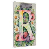 文字パーソナライズされたRフローラ水彩先生 クリップボード (右)