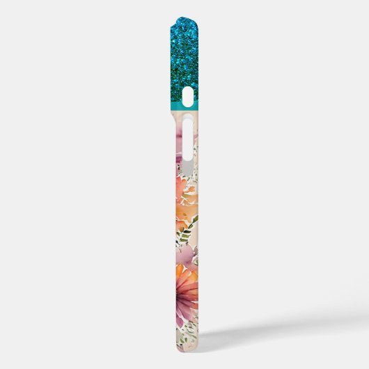 文字パーソナライズされたSエレガントフローラ水色 Case-Mate iPhoneケース (裏面 / 左)