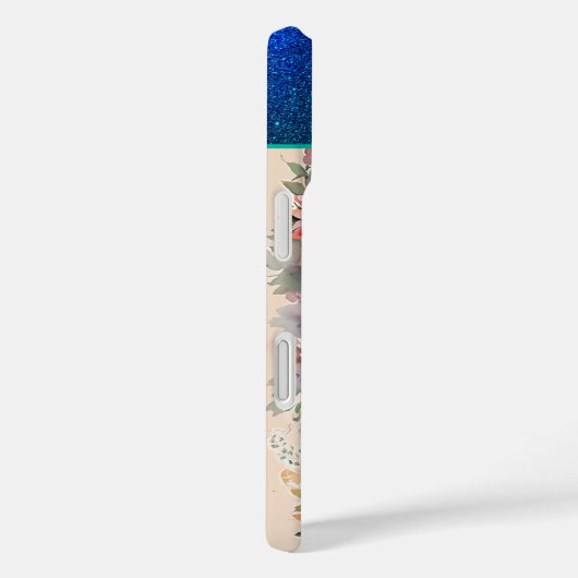 文字パーソナライズされたSエレガントフローラ水色 Case-Mate iPhoneケース (裏面 / 右)