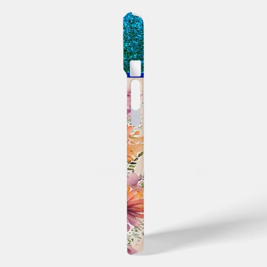 文字パーソナライズされたSエレガントフローラ水色 Case-Mate iPhoneケース (裏面 / 左)