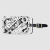 文字パーソナライズされたSデイジーフローラ水色 ラゲッジタグ (正面横)