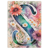 文字パーソナライズされたSフローラ水彩先生 クリップボード (裏面)