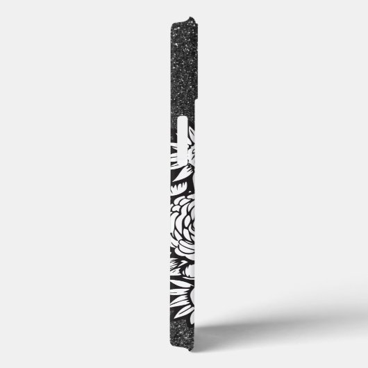 文字パーソナライズされたS白黒グリッター Case-Mate iPhoneケース (裏面 / 右)