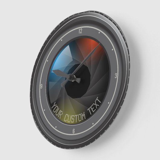文字パーソナライズされたSLRカメラのズーム撮影レンズ ラージ壁時計 (傾斜)