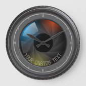 文字パーソナライズされたSLRカメラのズーム撮影レンズ ラージ壁時計 (正面)