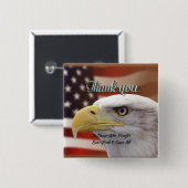 文字パーソナライズされたUSA愛国心サンキューピンバック 缶バッジ (正面&裏面)