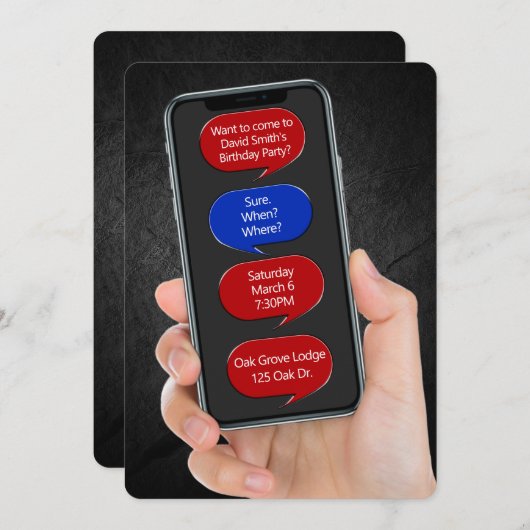 文字パーティーのメッセージの吹き出し 招待状 (正面/裏面)