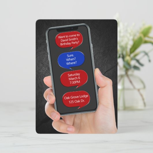 文字パーティーのメッセージの吹き出し 招待状 (スタンド正面)