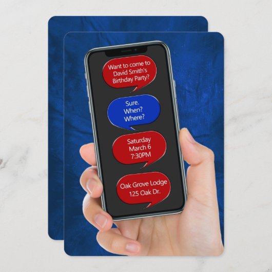 文字パーティーのメッセージの吹き出し 招待状 (正面/裏面)