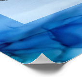 文字ブルーカスタム抽象芸術アルコールインクの追加 ポスター (角)