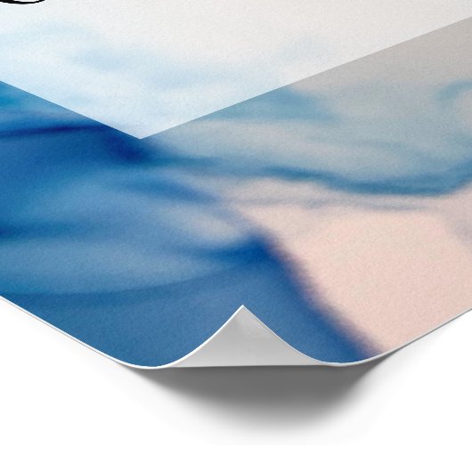 文字ブルーカスタム抽象芸術アルコールインクの追加 ポスター (角)