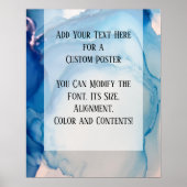 文字ブルーカスタム抽象芸術アルコールインクの追加 ポスター (正面)