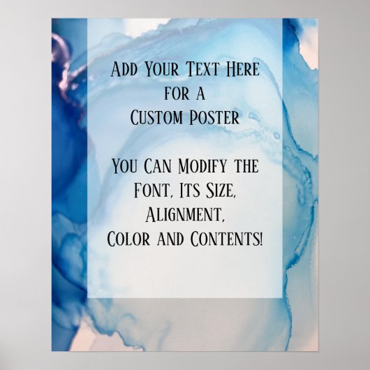 文字ブルーカスタム抽象芸術アルコールインクの追加 ポスター (正面)