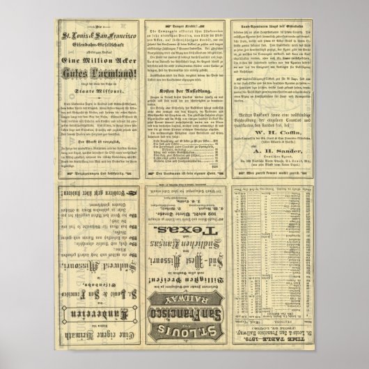 文字ページのセントルイスとサンフランシスコ鉄道 ポスター (正面)