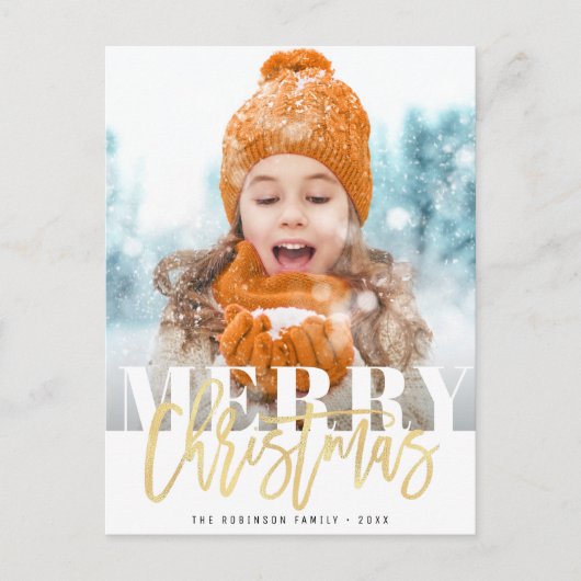 文字ホイルはっきりしたメリークリスマススクリプト休日 ポストカード (正面)