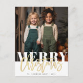 文字ホイルエレガントメリークリスマスホリデー ポストカード (正面)