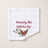 文字ホリーパーソナライズされたとベリークリスマス バスタオルセット (ウォッシュタオル)