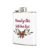 文字ホリーパーソナライズされたとベリークリスマス フラスク (左)