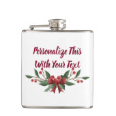 文字ホリーパーソナライズされたとベリークリスマス フラスク (正面)