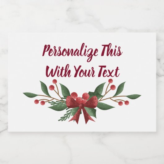 文字ホリーパーソナライズされたとベリークリスマス フードラベル (シングルラベル)
